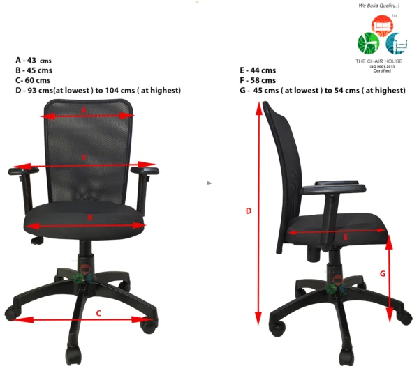 C08 Adjustment handle Nylon Mid-Back Office Chair (Black)