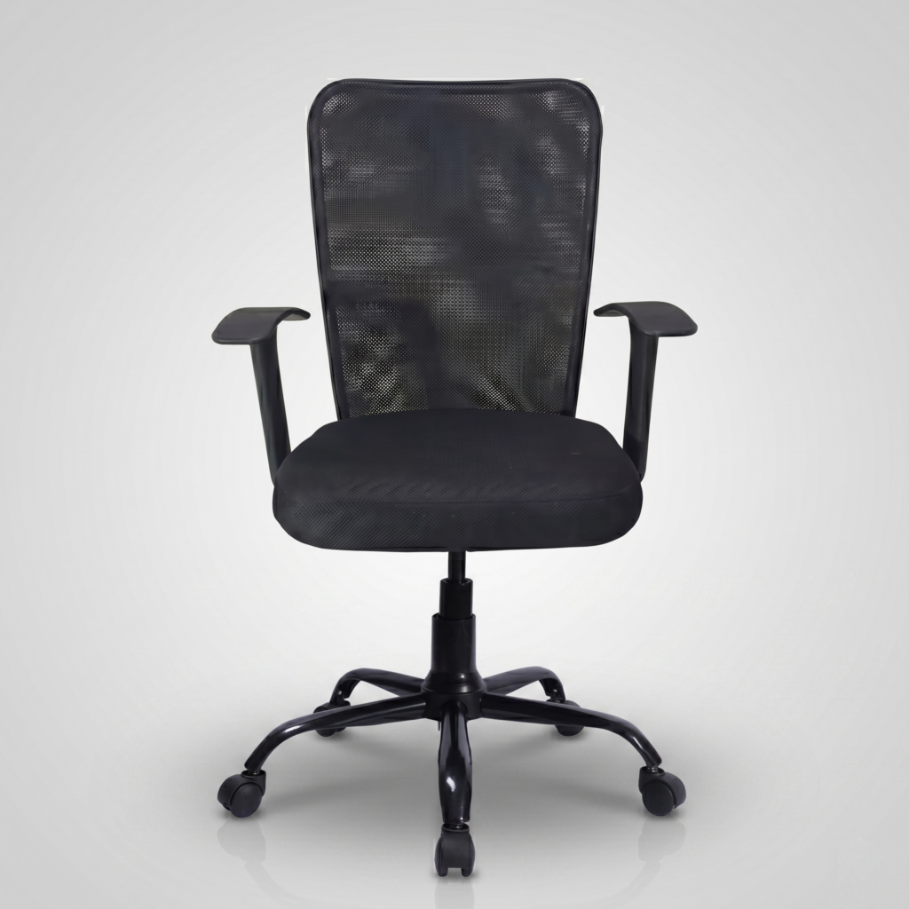 C47 Sigma mid-back black mesh office chair with revolving base