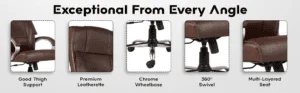 C81 Executive High-Back Leatherette Office Chair | Height Adjustable, Cushioned Armrests (Brown) 16 db78cb96 5321 4a96 b132 cd44585d7f0e. CR00970300 PT0 SX970 V1