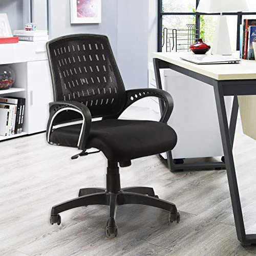 C68 – 898 Ergonomic Mesh Back Home Office Revolving Chair With Tilting Mechanism (Standard, Black)