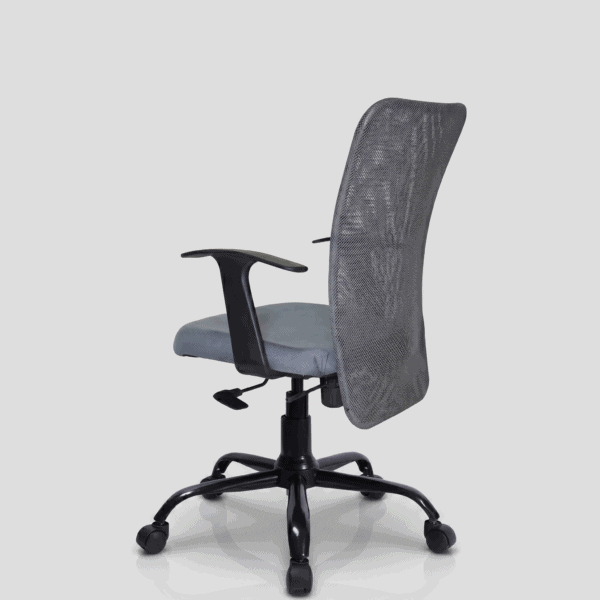 C46 Sigma T-Handle Mid-Back Mesh Office Chair (Grey) 7 Heavy duty base and pneumatic height adjustment hydraulic lift on C46 Sigma grey chair