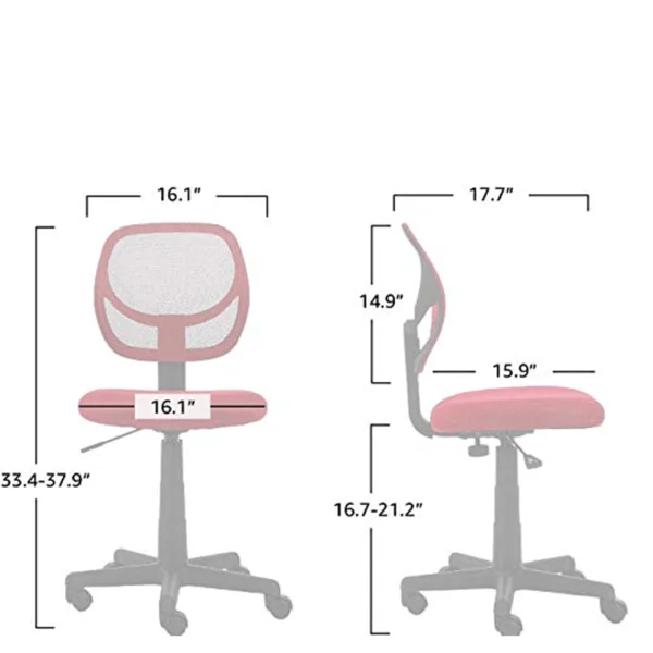 803 Mesh Armless Mid-Back Office Chair | Computer Desk Task Chair (Red)