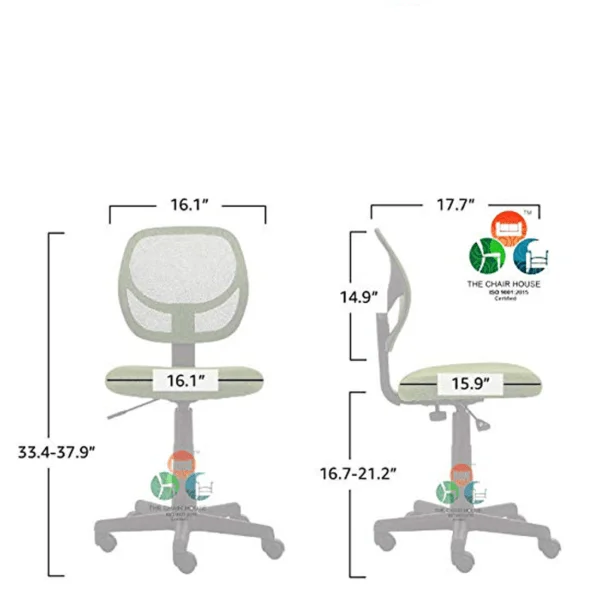 803 Mesh Armless Mid-Back Office Chair | Computer Desk Task Chair (Green)