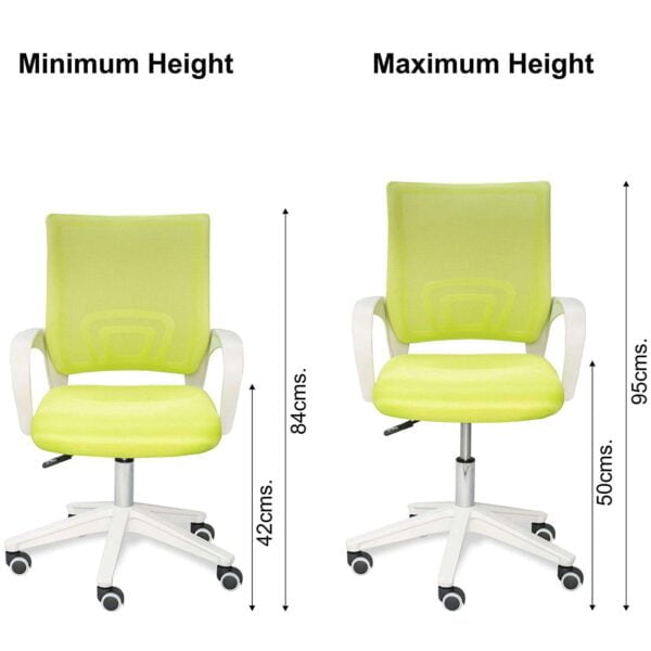 C92 Max Mesh Office Chair | White Frame, Revolving, Standard Green
