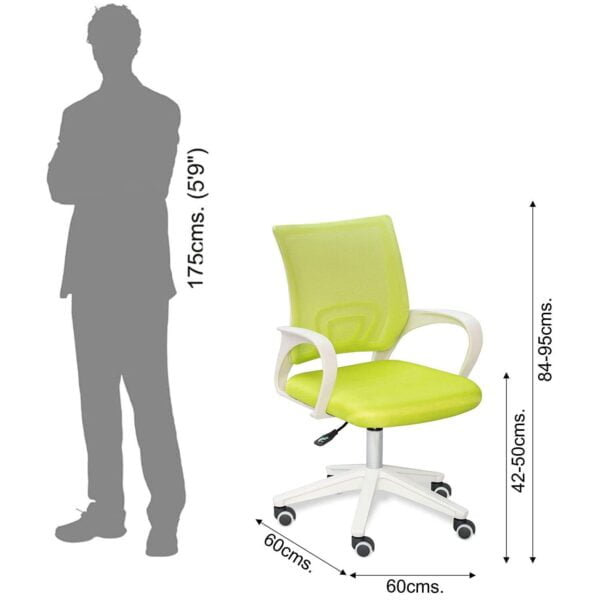 C92 Max Mesh Office Chair | White Frame, Revolving, Standard Green