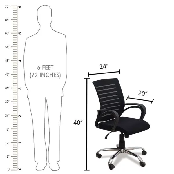 C110 Boom Ergonomic Mesh Office Chair | Swivel, Height Adjustable, Fixed PU Armrest (Black) 9 C110 Boom Ergonomic Mesh Office Chair | Swivel, Height Adjustable, Fixed PU Armrest (Black)