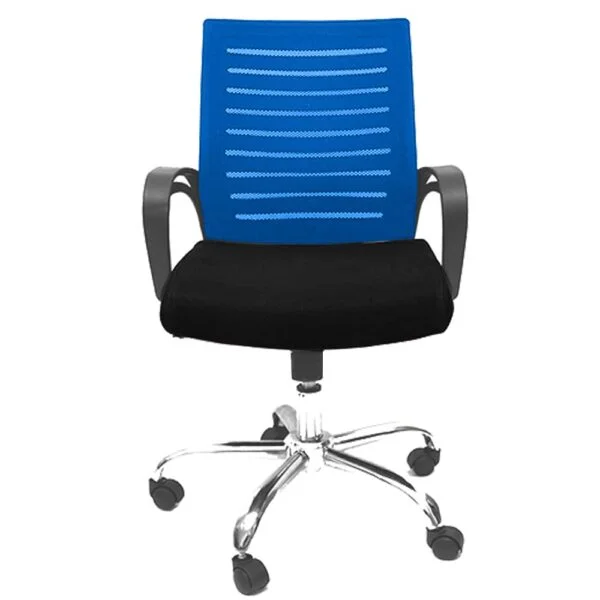 C111 Boom Ergonomic Mesh Office Chair | Swivel, Height Adjustable, Fixed PU Armrest (Black & Blue)