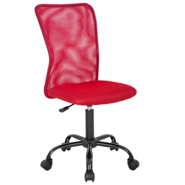 C104 Armless Mesh Chair | Work-from-Home & Office | Study & Computer Chair (Red)