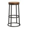 Barstool, Wrought Iron Barstool, Solid Wood Seat + Round Foot Pedal, Vintage Coffee Chair (Brown, 65 cm)