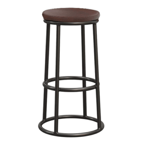 tool / Bar Stool High Chair with Round Cushion, Kitchen Stool with Footrest, Counter Stools Chairs Metal Legs Cafe / Pub Stool - Black Frame Brown Cushion seat