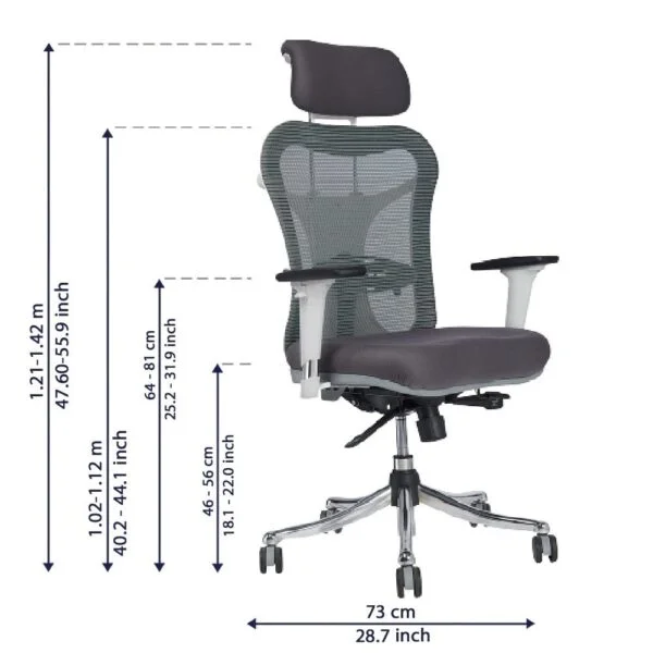 C120 Optima Ergonomic High Back Office Chair (White & Grey)