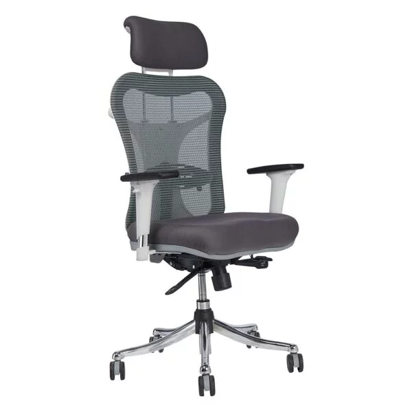 C120 Optima Ergonomic High Back Office Chair (White & Grey)