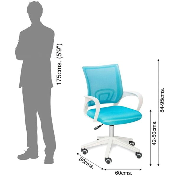 C92 Max Mesh Office Chair | White Frame, Revolving, (Standard Blue) 10 C92 Max Mesh Office Chair | White Frame, Revolving, (Standard Blue)