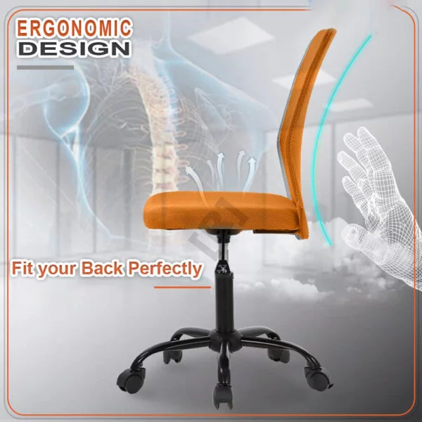 C103 Armless Mesh Chair | Work-from-Home & Office | Study & Computer Chair (Orange)