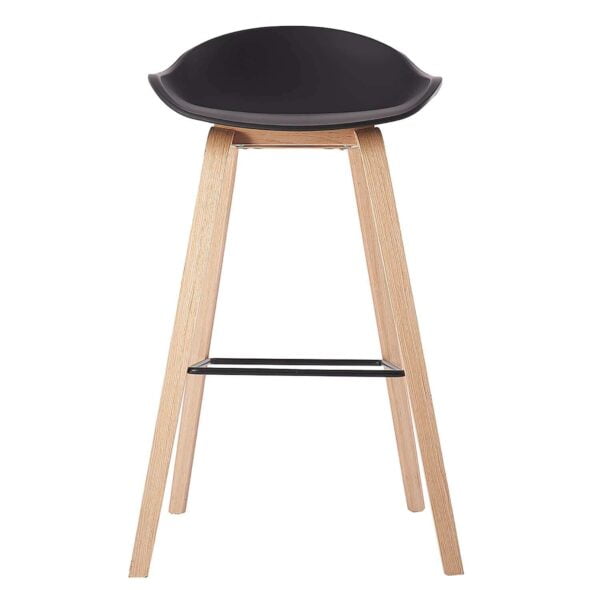 Kitchen Bar Stools PP Seat Home Bar Chairs Metal Legs Bar Stools Seat Height (Black, Set of 2)