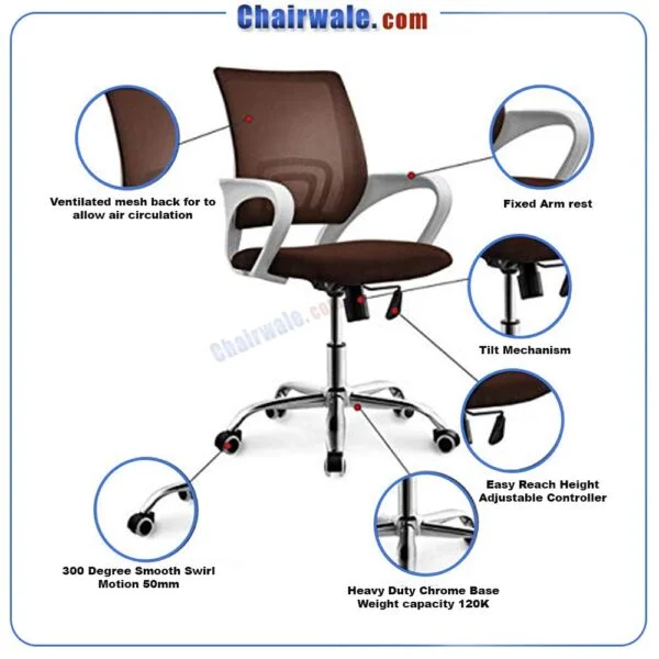 C130 Max Ergonomic Mesh Swivel Chair with Armrests (Brown) 14 C130 Max Ergonomic Mesh Swivel Chair with Armrests (Brown)