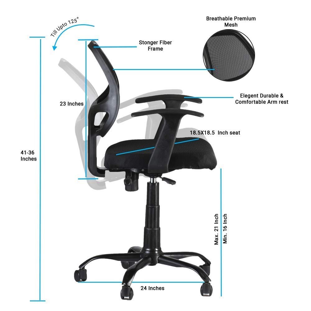 Office chair with discount seat height 24 inches