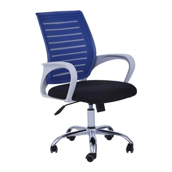 C113 Boom Medium Back Mesh Office Chair | Chrome Base, Breathable, Work & Study (Blue)
