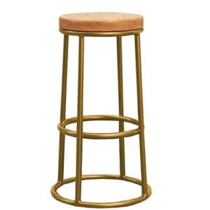 Bar Stool, Bar, Restaurant ,Chair, Home Rustic Kitchen Pub Barstools Gold Metal Legs Solid Wood Seat Industrial Style Home Furniture, Height 75cm