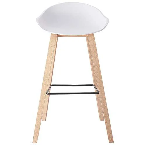 Kitchen Bar Stools PP Seat Home Bar Chairs Metal Legs Bar Stools Seat Height (White, Set of 2)