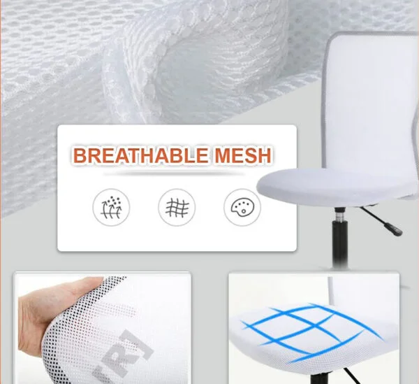 C102 Armless Mesh Chair | Work-from-Home & Office | Study & Computer Chair (White)