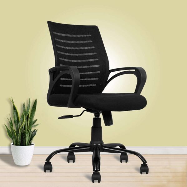 805 Mesh Back Ergonomic Chair | White Frame, Study/Desk/Home Office Chair (Black)
