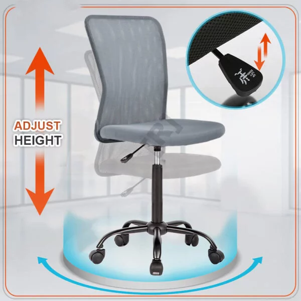 C101 Armless Mesh Chair | Work-from-Home & Office | Study & Computer Chair (Grey)