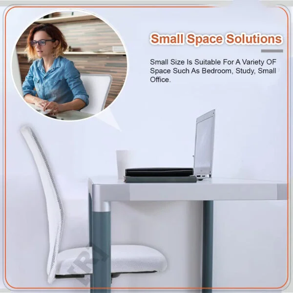 C102 Armless Mesh Chair | Work-from-Home & Office | Study & Computer Chair (White)