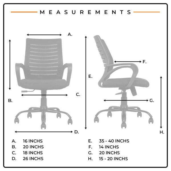 805 Mesh Back Ergonomic Chair | White Frame, Study/Desk/Home Office Chair (Black) - Image 5