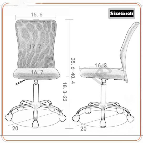 C102 Armless Mesh Chair | Work-from-Home & Office | Study & Computer Chair (White)