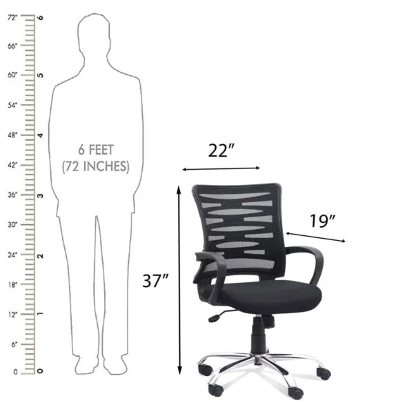 C127 Rodeo Ergonomic Mesh Swivel Chair with Armrests (Black)