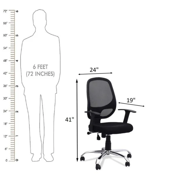 802 'T' Handle Medium Back Mesh Office Chair | Height Adjustable | Chrome Legs | Fixed Armrest | Black 14 802 'T' Handle Medium Back Mesh Office Chair | Height Adjustable | Chrome Legs | Fixed Armrest | Black