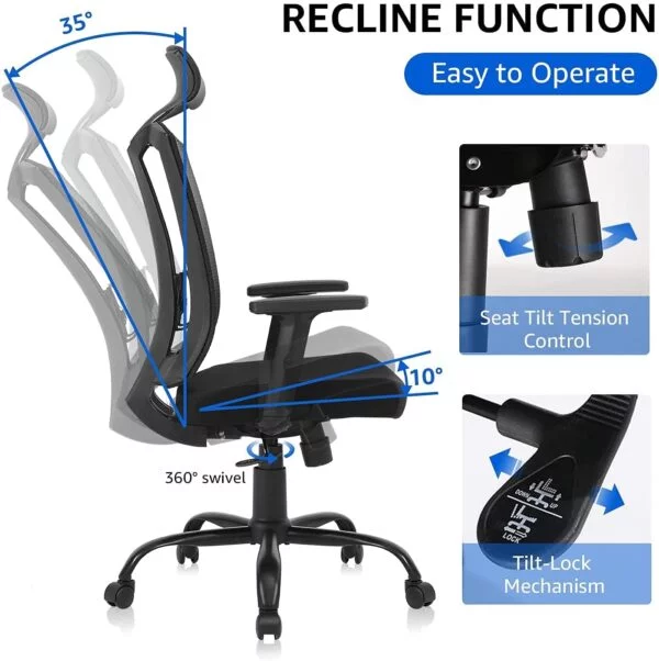 C119 Ergonomic Black Mesh Office Chair | High Back, Swivel, Tilt & Lumbar Support