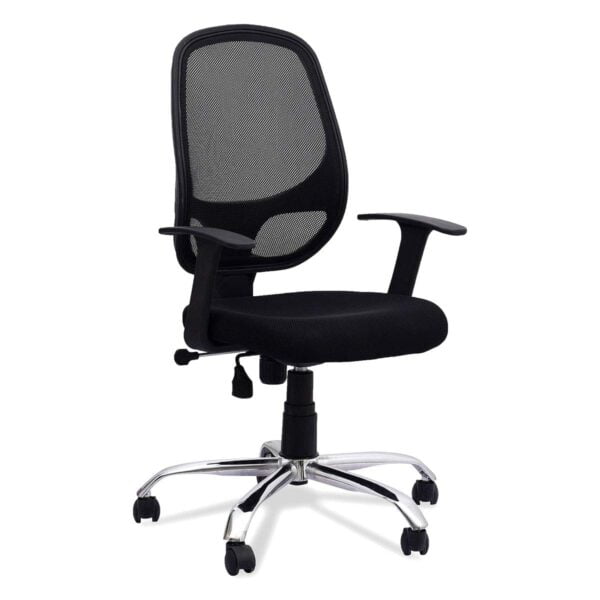 802 'T' Handle Medium Back Mesh Office Chair | Height Adjustable | Chrome Legs | Fixed Armrest | Black 8 802 'T' Handle Medium Back Mesh Office Chair | Height Adjustable | Chrome Legs | Fixed Armrest | Black