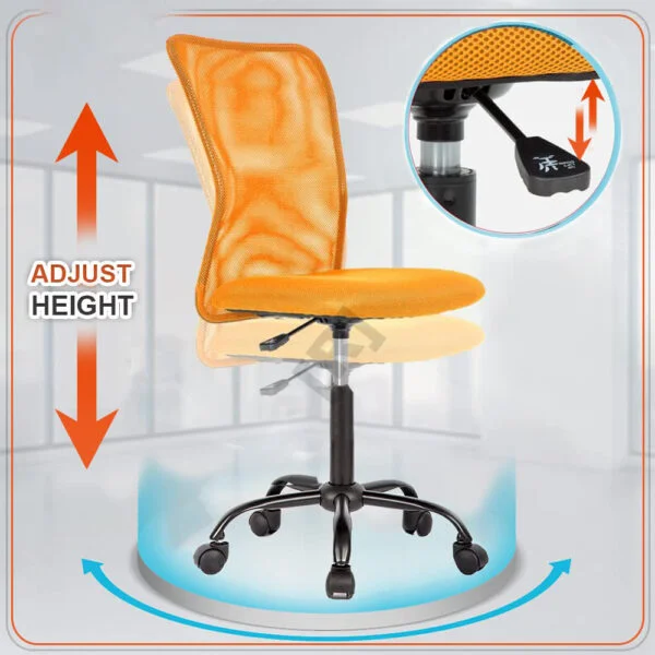 C103 Armless Mesh Chair | Work-from-Home & Office | Study & Computer Chair (Orange)