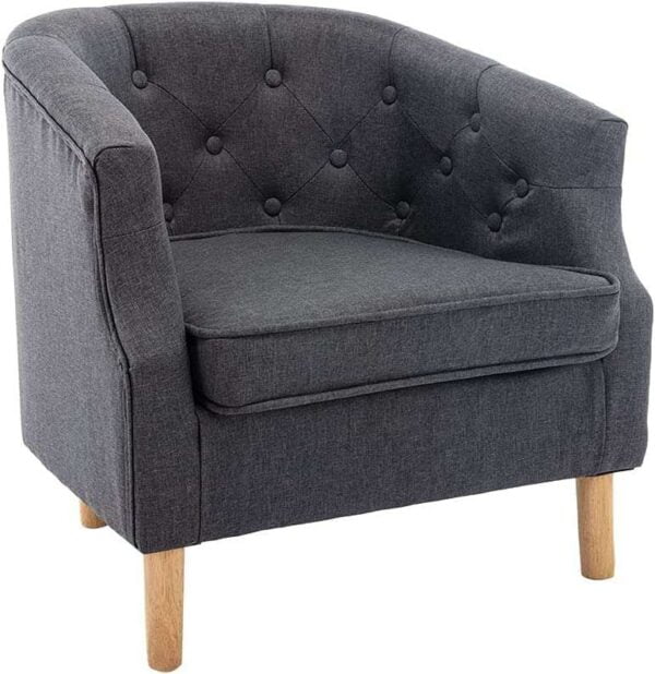 L02 Retro Linen Upholstered Lounge Chair with Armrests (Dark Grey) 6 L01 - Lounge Chair, Single Sofa, Cocktail Chair, Reading Chair, Armrest, Club Chair, Living Room, Linen Sofa Upholstered Chair, Retro Armchair for Bedroom (Dark Grey, 1)