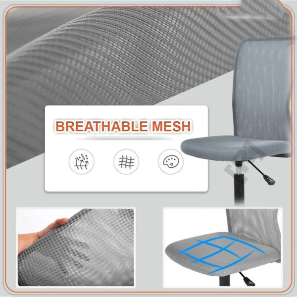 C101 Armless Mesh Chair | Work-from-Home & Office | Study & Computer Chair (Grey)