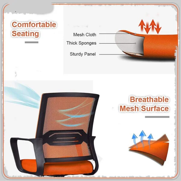 C117 Ergonomic Orange Mesh Office Chair | Swivel, Reclining, Adjustable Armrest & Lumbar Support 13 C117 Ergonomic Orange Mesh Office Chair | Swivel, Reclining, Adjustable Armrest & Lumbar Support