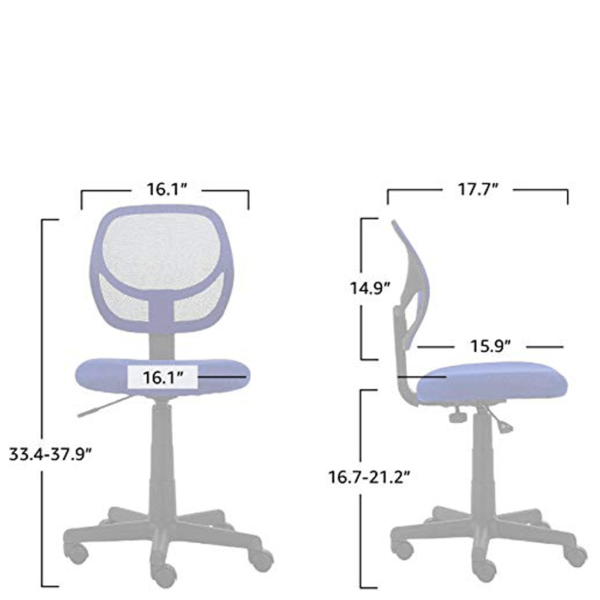 803 Mesh Armless Office Chair Mid-Back Computer Desk Chair (Blue) 11 803 Mesh Armless Office Chair  Mid-Back Computer Desk Chair (Blue)