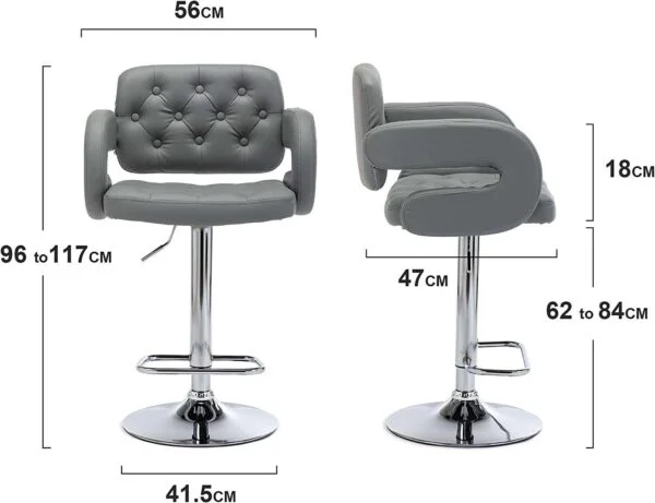 BS4 Mercury PU Leather Swivel Bar Stool (Light Grey)