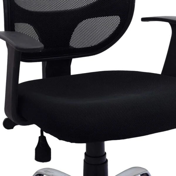 802 'T' Handle Medium Back Mesh Office Chair | Height Adjustable | Chrome Legs | Fixed Armrest | Black 12 802 'T' Handle Medium Back Mesh Office Chair | Height Adjustable | Chrome Legs | Fixed Armrest | Black