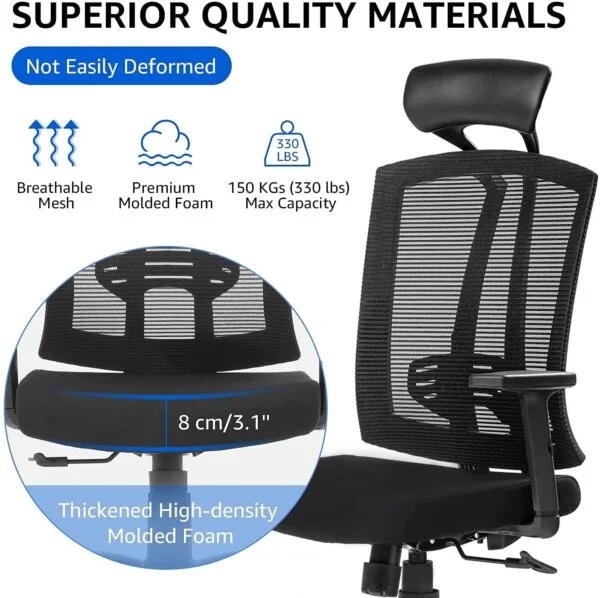 C119 Ergonomic Black Mesh Office Chair | High Back, Swivel, Tilt & Lumbar Support