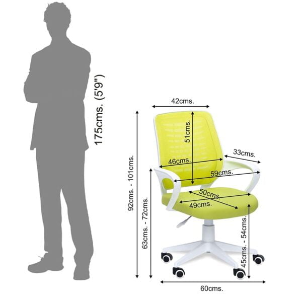 805 Mesh Back Ergonomic Chair | White Frame, Study/Desk/Home Office Chair (Green ) 10 805 Mesh Back Ergonomic Chair | White Frame, Study/Desk/Home Office Chair (Green )