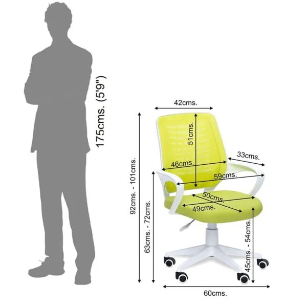 805 Mesh Back Ergonomic Chair | White Frame, Study/Desk/Home Office Chair (Green ) 10 805 Mesh Back Ergonomic Chair | White Frame, Study/Desk/Home Office Chair (Green )