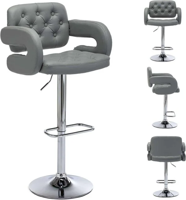 BS4 Mercury PU Leather Swivel Bar Stool (Light Grey)
