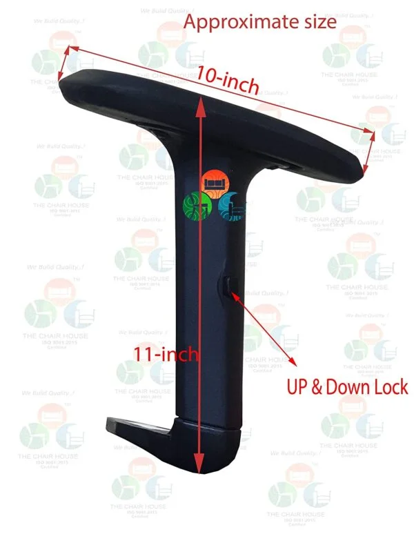 H03 Adjustable Chair Handle with Armrest | Black, Set of 1