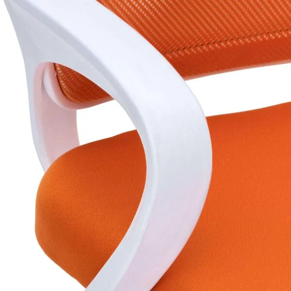 805 Mesh Back Ergonomic Chair | White Frame, Study/Desk/Home Office Chair (Orange )