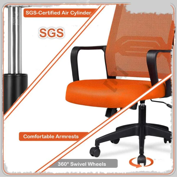 C117 Ergonomic Orange Mesh Office Chair | Swivel, Reclining, Adjustable Armrest & Lumbar Support 14 C117 Ergonomic Orange Mesh Office Chair | Swivel, Reclining, Adjustable Armrest & Lumbar Support
