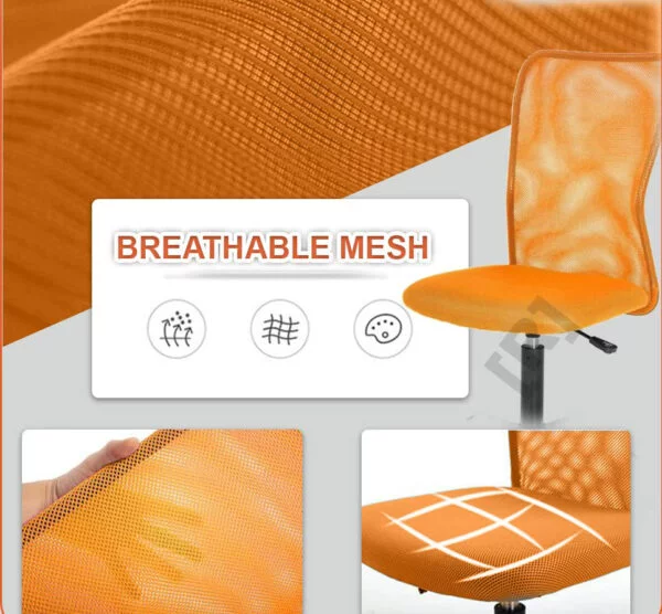 C103 Armless Mesh Chair | Work-from-Home & Office | Study & Computer Chair (Orange)
