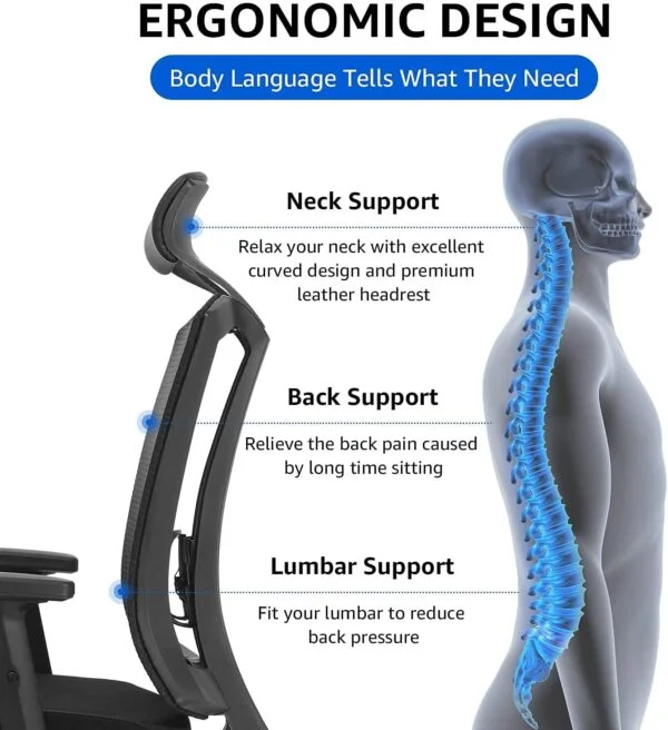 C119 Ergonomic Black Mesh Office Chair | High Back, Swivel, Tilt & Lumbar Support